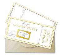 PartiKraft - Scratch Off Golden Ticket - Gold Metallic Foil Scratch and Reveal Surprise Treat inc Envelope - Made in the UK (1 x Ticket)