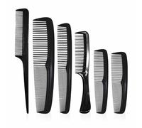 Parting Comb Reusable Professional Hair Dressing Mens Styling Plastic Wide Tooth Ladies Anti Static Salon Combs for Wet Dry Cutting Black Comb Set Boys Barber Detangle Combs Assorted Sizes (6Pcs)