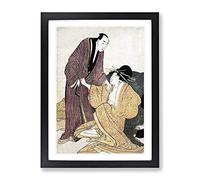 Parting Lovers By Kitagawa Utamaro Asian Japanese Framed Print | A3 Black Framed Wall Art | Ready to Hang | Asian Nature Picture | Living Room Bedroom Lounge Office