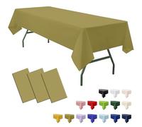 PartiPallete 3-Pack Premium Plastic Gold Tablecloth Disposable 54" x 108" Rectangle Table Cover Party PEVA Golden Table Cloths for Fall Parties Harvest Graduations Anniversary Thanksgivings Events