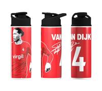 Partisan Liverpool Bottle Van Dijk 600ml Capacity Big Mouth -White w/Blk Lid