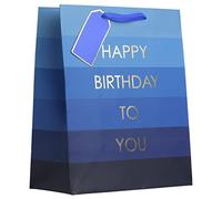 Partisan Products Happy Birthday Boy Blue Occassions Gift Bag With Gift Tag Made From Recycled Board Large
