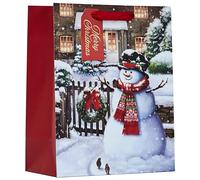 Partisan Products Traditional Snowman Merry Bag with Red Handle and Merry Tag Xmas Gift Wrap Large