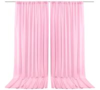 PARTISKY 10x10ft Pink Chiffon Sheer Backdrop Curtains, Wrinkle-Free Wedding Backdrop Drapes for Birthday Party Ceremony Arch Stage Decor Background for Photography 5x10ft,2 Panels