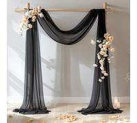 PARTISKY Wedding Arch Drape Fabric - Sheer Curtains for Backdrop, Wedding Arch Decorations for Ceremony Stage Reception Banquet (1 Panel), Black