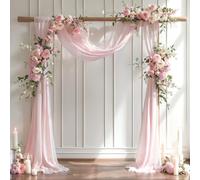 PARTISKY Wedding Arch Draping Fabric, 1 Panel 28" x 19Ft Blush Arch Drapes Sheer Backdrop Curtain for Ceremony Party Decor