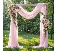 PARTISKY Wedding Arch Draping Fabric 2 Panels 18Ft Blush Chiffon Fabric Drapes Arbor Drapery for Wedding Ceremony Reception Swag Decorations