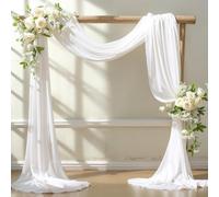Partisky White Chiffon Curtains 2 Pack 19 Feet White Sheer Curtains for Ceiling Window Decoration