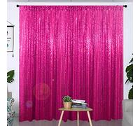 Partisout Sequin Backdrop Curtain 4ftx7ft Sequin Backdrop Sequence Backdrop Party Glitter Backdrop Sparkle Backdrop Wedding Photo Backdrop and Shimmer Backdrop (4ftx7ft, Hot Pink)