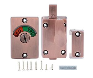 Partition Door Lock with Handle and Vacant/Engaged Indicator, Bolt Lock for Public Toilet Restroom Doors, Zinc Alloy Bathroom Accessory for Airports Malls Hospitals