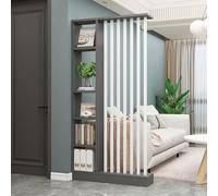 Partition Screen Column Floor to Ceiling Freestanding Room Divider Wall with Shelves for The Living Modern Wood Room Screens Partition Columnar Privacy Screens Post(Gray White,100CM/39.4IN)