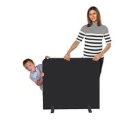 Partition Screen Room Divider Black Woven Cloth & Trim 900 x 1000mm | featuring rounded upper corners & edges accessible from both sides, & set of stabilising feet. Ideal for classroom