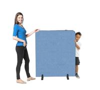Partition Screen Room Divider Dolphin Woven Cloth Black Trim 1200x1000mm | featuring rounded upper corners & edges accessible from both sides, & set of stabilising feet. Ideal for classroom