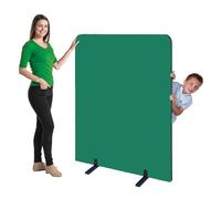 Partition Screen Room Divider Meadow Woven Cloth Black Trim 1450x1200mm | featuring rounded upper corners & edges accessible from both sides, & set of stabilising feet. Ideal for classroom