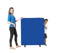 Partition Screen Room Divider Royal Woven Cloth Black Trim 1200x1000mm | featuring rounded upper corners & edges accessible from both sides, & set of stabilising feet. Ideal for classroom