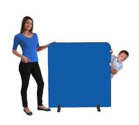 Partition Screen Room Divider Royal Woven Cloth Black Trim 1200x1200mm | featuring rounded upper corners & edges accessible from both sides, & set of stabilising feet. Ideal for classroom
