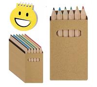 Partituki 25 Boxes of 6 Mini Colored Pencils. Non Toxic. Smooth Kraft Boxes. Includes 1 Single Notebook