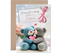 Partner Anniversary Card - Bears in Love - Happy Anniversary Card for Partner from Boyfriend Girlfriend, A5 Wedding Anniversaries Greeting Cards