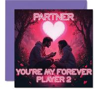 Partner Anniversary Card - My Forever Player 2 - Happy Anniversary Card for Partner from Boyfriend Girlfriend, 145mm Wedding Anniversaries Greeting Cards