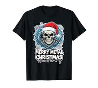 Partner Fun Outfit Xmas Ugly Santa Merry Heavy Metal Skull T-Shirt