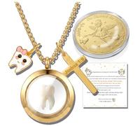 PARTNER Meaningful Tooth Fairy Gifts for Women First Lost Tooth Keepsake for Celebration & Reward with Message Card Milestone Jewelry Gift from Toothfairy, One Sizes Fits All, Stone, no gemstone