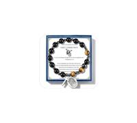 PARTNER Mens Triple Protection Rosary Bracelet with St. Michael and Cross Pendants Christian Religious Gift for Graduation Catholics Christians Brother Nephew, One Size, Copper, Agate