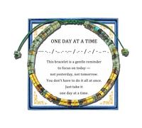 PARTNER One Day At A Time Morse Code Bracelet for Women - African Turquoise & Cotton Cord - Inspirational Sobriety, Healing, Grief, Encouragement & Cancer Comfort Gift, One Size, Copper, Amethyst