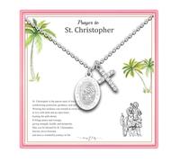 PARTNER Protectional Cross Necklace for Women MenSt Michael/Archangel Raphael/St Christopher/St Jude/St Joseph/St Anthony Medal Necklace Gifts for Women Men, Stainless Steel, Zircon