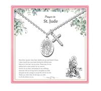 PARTNER Protectional Cross Necklace for Women MenSt Michael/Archangel Raphael/St Christopher/St Jude/St Joseph/St Anthony Medal Necklace Gifts for Women Men, Stainless Steel, Zircon