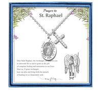 PARTNER Protectional Cross Necklace for Women MenSt Michael/Archangel Raphael/St Christopher/St Jude/St Joseph/St Anthony Medal Necklace Gifts for Women Men, Stainless Steel, Zircon