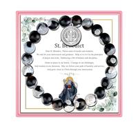 PARTNER Saint Benedict Charm Bracelet for Women St Benedict Medal Gifts for Women Catholic Saint Jewelry Blessed Protection Charms Bracelet, One Size, Copper, Amethyst