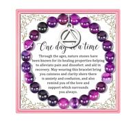 PARTNER Sobriety Gifts for Women Men One Day At A Time Addiction Recovery Bracelets Amethyst Healing Bracelet AA Alcoholics Anonymous Jewelry New Beginnings Gifts, One size, Stone, no gemstone