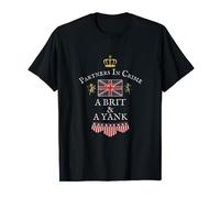 PARTNERS IN CRIME, A BRIT & A YANK, UK & USA FLAGS, BRITISH T-Shirt