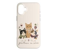 Partners In Wine Cats Wine Lover Cat Lover Feline Case for iPhone 16 Plus