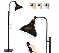 PARTPHONER Industrial Floor Lamp Adjustable, Rustic Farmhouse Reading Lamp in Aged Black Finish, Modern Standing Lamp with Remote Control Metal Shade for Living Room Bedroom Study Room Office Hotel