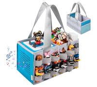 Partreko Carrying Case Compatible with Tonies Box with Audio Position, Portable Travel Storage Bag for Tonies Figures with 24 Elastic Strap, Soft Felt Organizer Case for Toniebox Accessories Gray&Blue