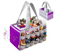 Partreko Carrying Case Compatible with Tonies Box with Audio Position, Travel Storage Bag for Tonies Figures with 24 Elastic Strap, Soft Felt Organizer Case for Toniebox Accessories Gray&Purple