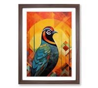 Partridge Abstract Framed Print | A2 Walnut Framed Wall Art | Ready to Hang | Abstract Fantasy Picture | Living Room Bedroom Lounge Office