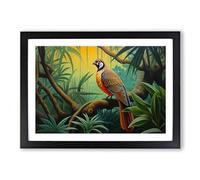Partridge Art Deco Framed Print | A2 Black Framed Wall Art | Ready to Hang | Art Deco Nature Picture | Living Room Bedroom Lounge Office