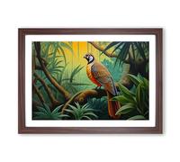 Partridge Art Deco Framed Print | A2 Walnut Framed Wall Art | Ready to Hang | Art Deco Nature Picture | Living Room Bedroom Lounge Office