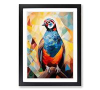 Partridge Cubism Framed Print | A2 Black Framed Wall Art | Ready to Hang | Cubist Nature Picture | Living Room Bedroom Lounge Office