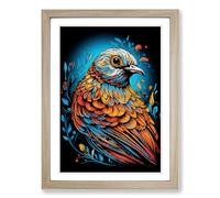 Partridge Line Framed Print | A2 Oak Framed Wall Art | Ready to Hang | Modern Nature Picture | Living Room Bedroom Lounge Office