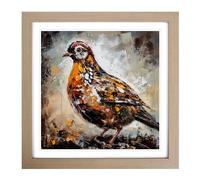 Partridge Palette Knife Painting No.1 Framed Print | 18x18 Inch Oak Framed Wall Art | Ready to Hang | Modern Historical Picture | Living Room Bedroom Lounge Office