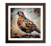 Partridge Palette Knife Painting No.1 Framed Print | 18x18 Inch Walnut Framed Wall Art | Ready to Hang | Modern Historical Picture | Living Room Bedroom Lounge Office