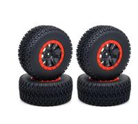 Parts For Traxxas For Slash For Redcat For HSP For Desert For ZD For Racing 1/10 4Pcs For Buggy Short Course Truck RC Car Tires Wheels Hub Hex(Red)