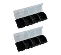 Parts Organizer Box 2 Pack, Black | 4 Compartment Screw Storage Case with Frosted Lid and Front for Workshop