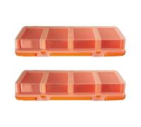Parts Organizer Box 2 Pack, D | 4 Compartment Screw Storage Case with Frosted Lid and Front for Workshop