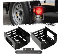 Partsam 1 Set Square Black Trailer Tail Light Mounting Box Left Right and License Plate Bracket Guard Cover Heavy Duty Steel S45C 1045 with Screws for Trailers Under 80" Boat Truck Marine Camper RV