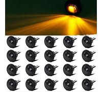 Partsam 20Pack 3/4" Inch Smoke Lens Amber LED Round Clearance Lights Side Marker Identification Light Turn Signal Grill Light for Trailer Truck Car Pickup