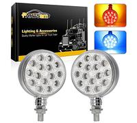 Partsam 2pcs 3" Dual Revolution Amber/Red/Blue Round Double Face 30 Diode Marker/Turn Signal and Auxiliary Led Pedestal Light with Chrome Housing Sealed Replacement for Kenworth/Peterbilt/Freightliner